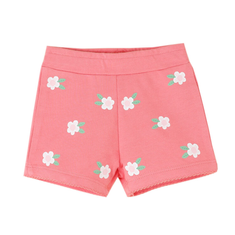Pantalón bebé niña corto rosa con flores newness