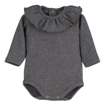 Body de bebé titan gris oscuro manga larga Calamaro Baby