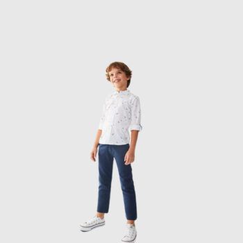 Camisa de niño blanca larga fly canada house