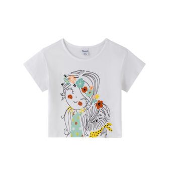 Top de niña blanca dibujo perro newness