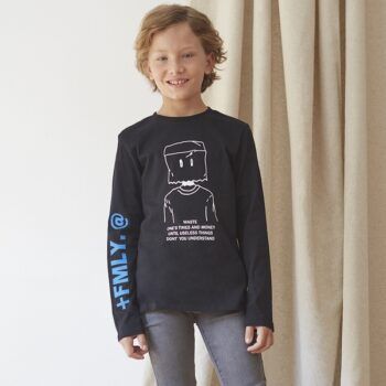 Camiseta de niño negra FMLY Newness Kids