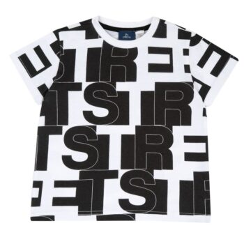 Camiseta de manga corta con letras blancas y negras chicco 05386