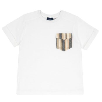 Camiseta de niño blanca con bolsillo a rayas chicco 05574