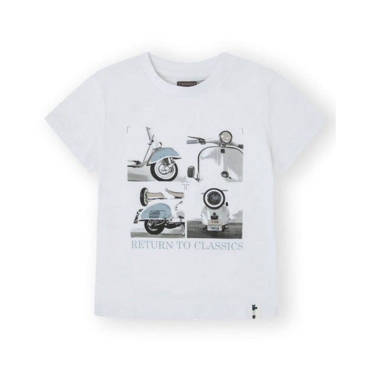 Camiseta de manga corta niño motos CLASSIC blanca canada house 24375021