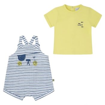 Conjunto de bebé niño peto perrito y camiseta amarilla yatsi 24111230