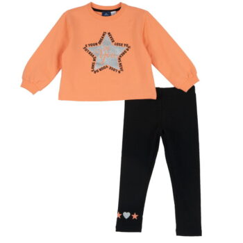 Conjunto de niña sudadera naranja y leggings chicco