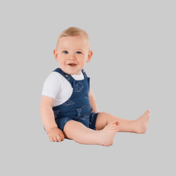 Conjunto de bebé niño peto azul marino ballenas blancas