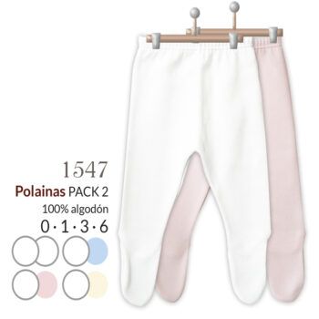 Pack 2 polainas lisa rosa/blanco bebé Calamaro Baby