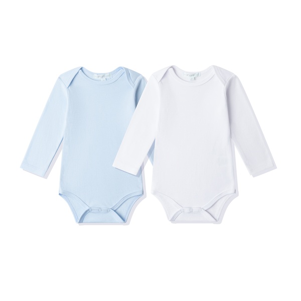 Pack de bodys bebé blanco y celeste Newness Kids