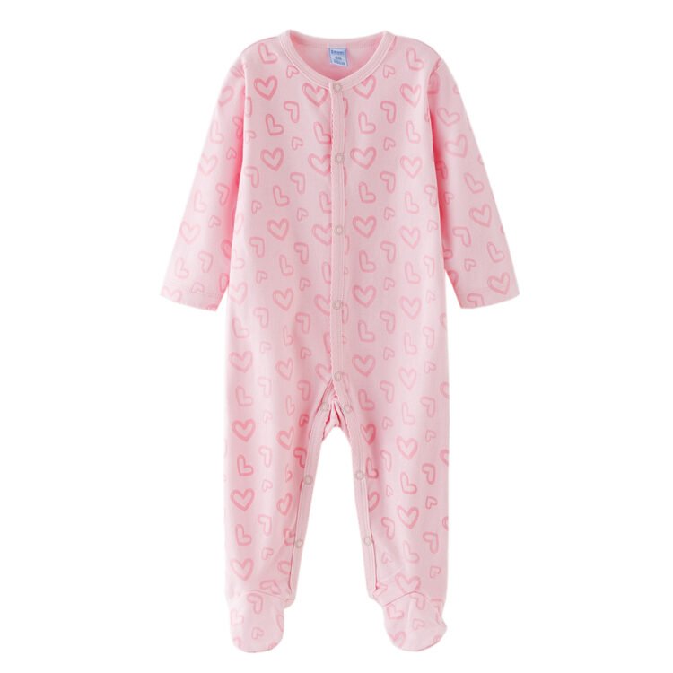 Pijama de bebé niña manga larga rosa corazones newness 71493