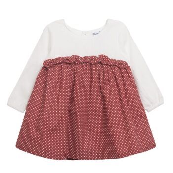 Vestido de bebé granate con lunares blancos por delante Newness Kids