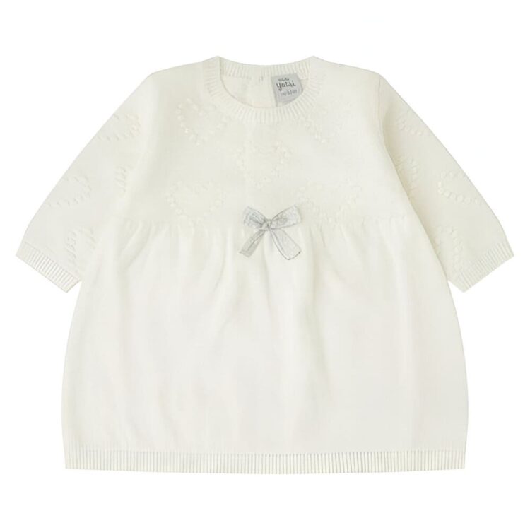 Vestido de bebé niña blanco tricot corazones yatsi 23200192