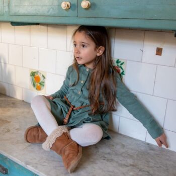 Vestido niña pana verde Coco Acqua