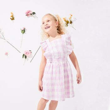 Vestido de niña cuadros blancos y violeta newness kids