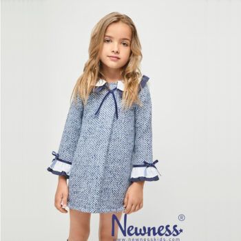 Vestido de niña paño azul Newness Kids
