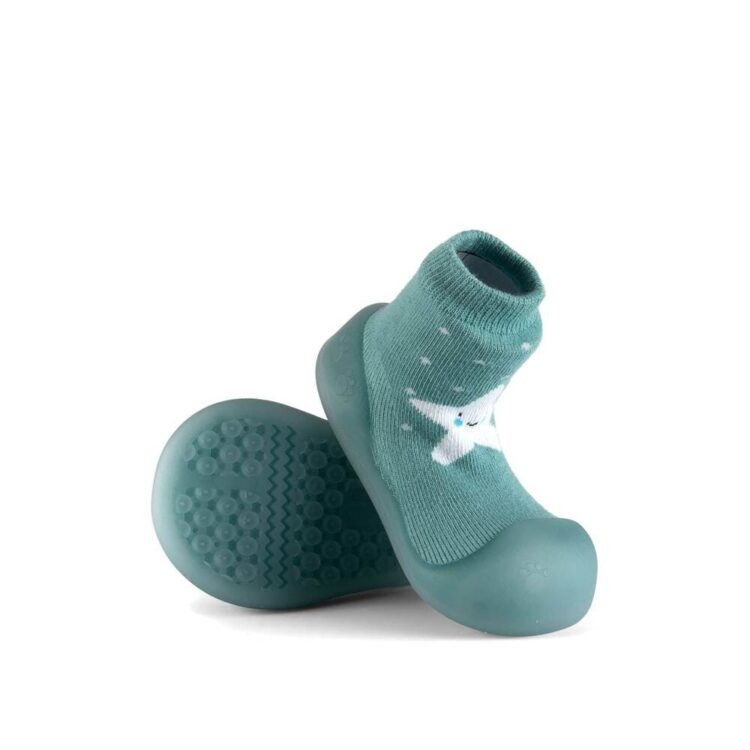 Zapatos de primeros pasos BigToes Chameleon para bebé con estampado blue starfish suela
