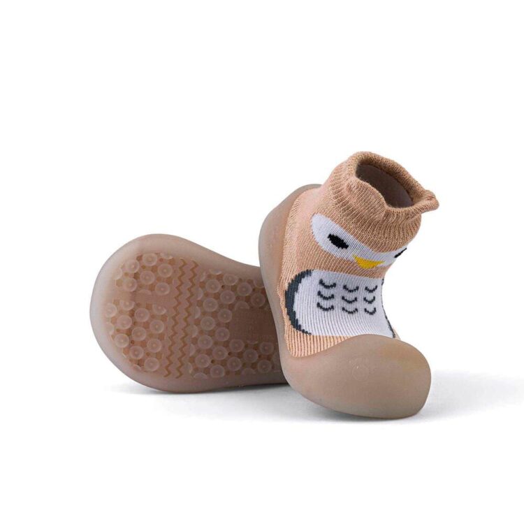 Zapatos de primeros pasos BigToes Chameleon para bebé con estampado de búho suela