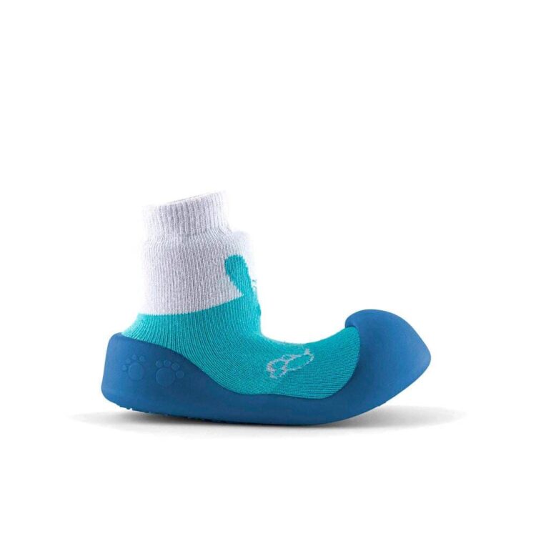 Zapatos de primeros pasos BigToes Chameleon para bebé con estampado de conejito azul cambio color
